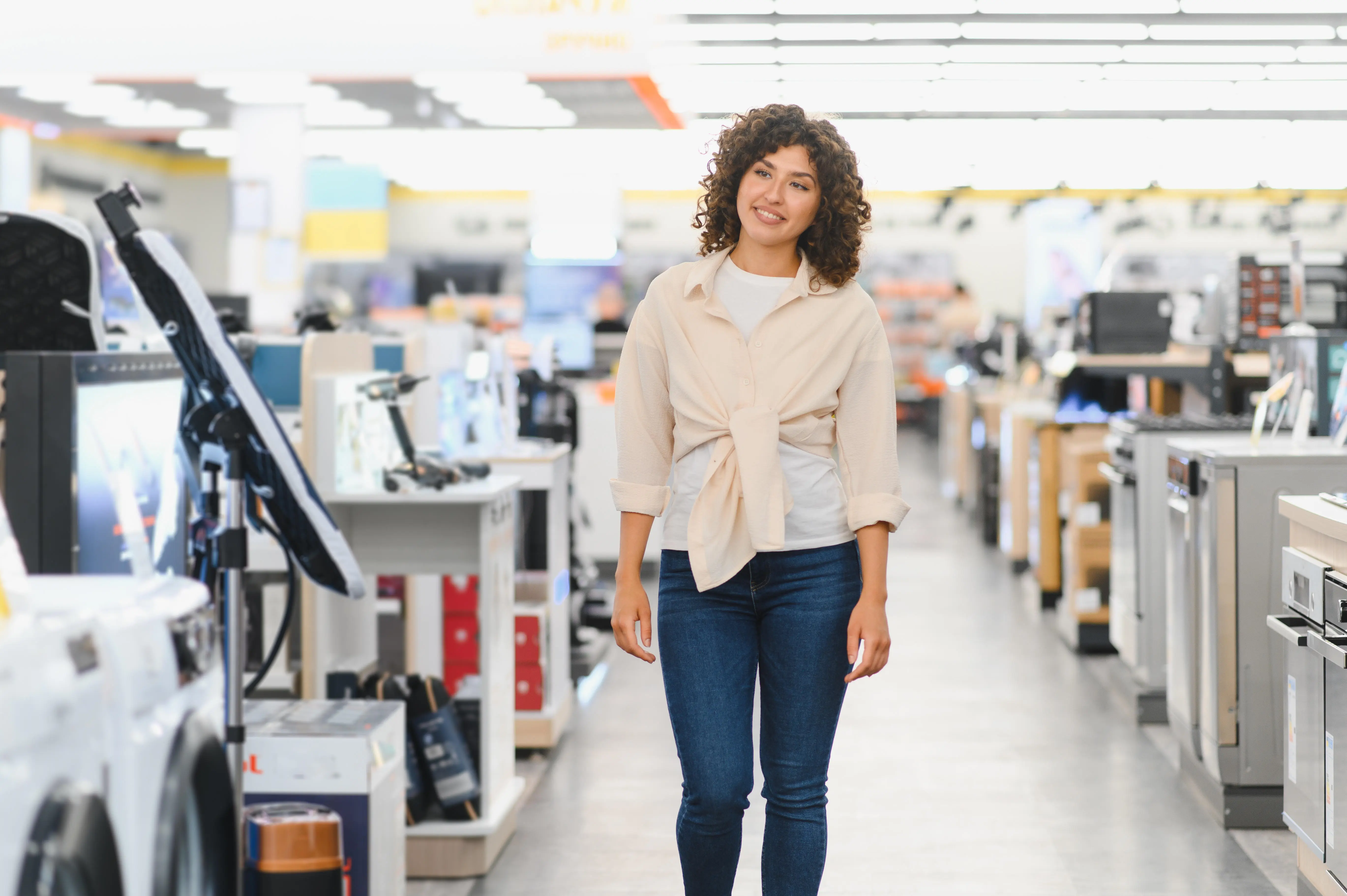 Woman shopping in electrical store
