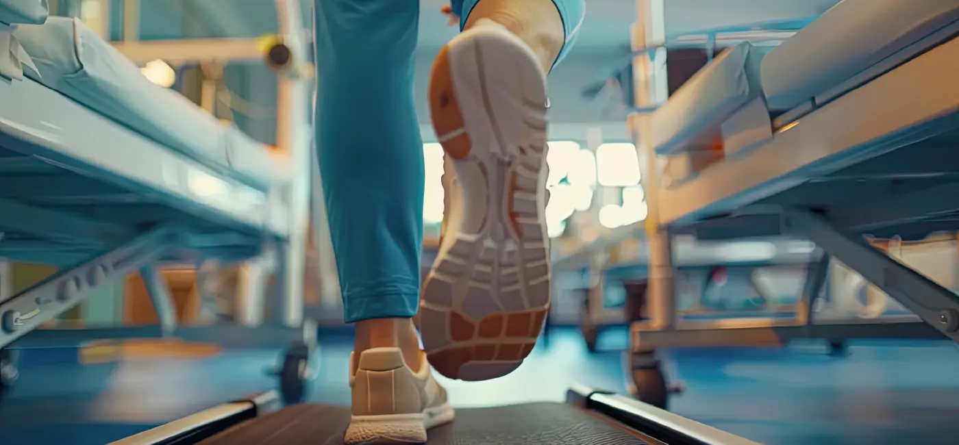 Walking on treadmill