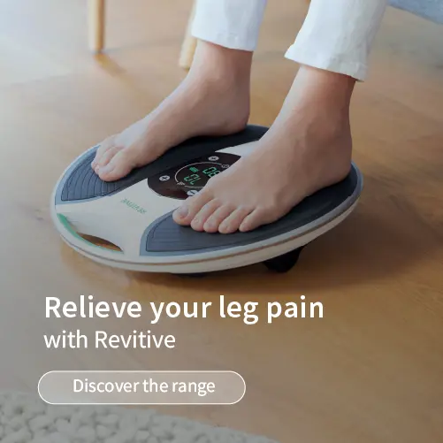 Revitive advert for relieving leg pain