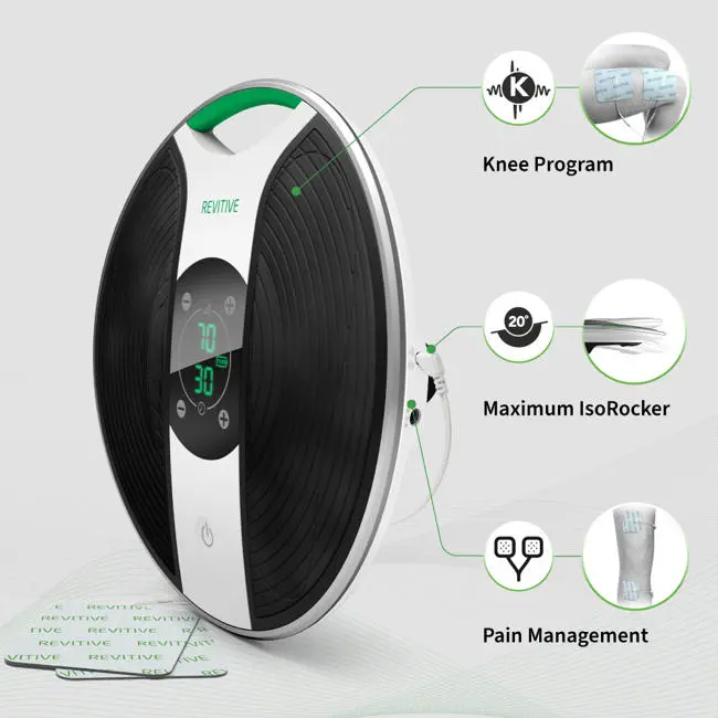 Image of medic knee titled to the side showing the knee program, maximum isorocker and pain management