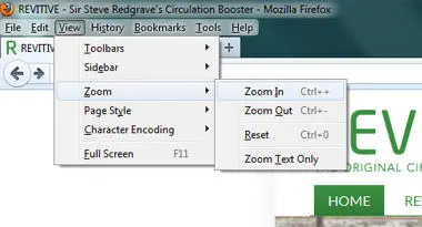 Firefox zoom menu
