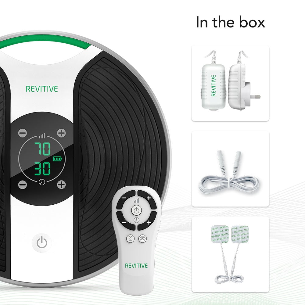 Image of medic, what comes in the box mage of cord, pads, remote and plug